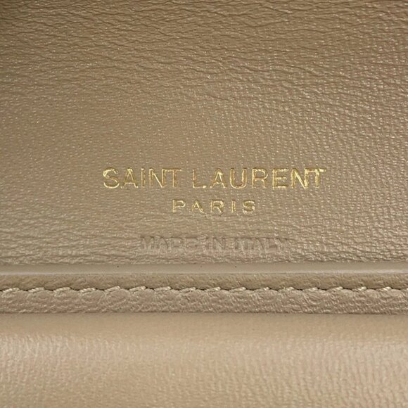 SAINT LAURENT PARIS Cassandra Matelasse Multifold Wallet Leather Dark Beige - Picture 14 of 16